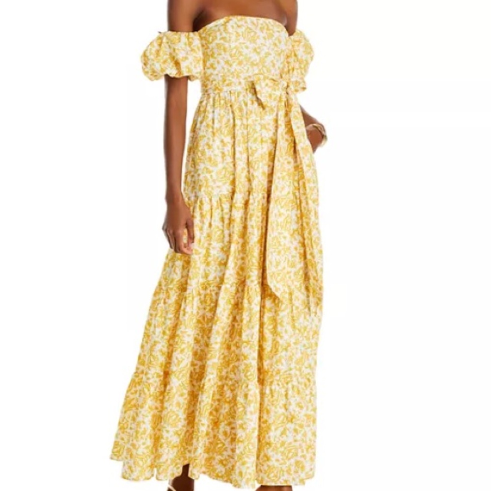 Yellow Floral Off-Shoulder Dress